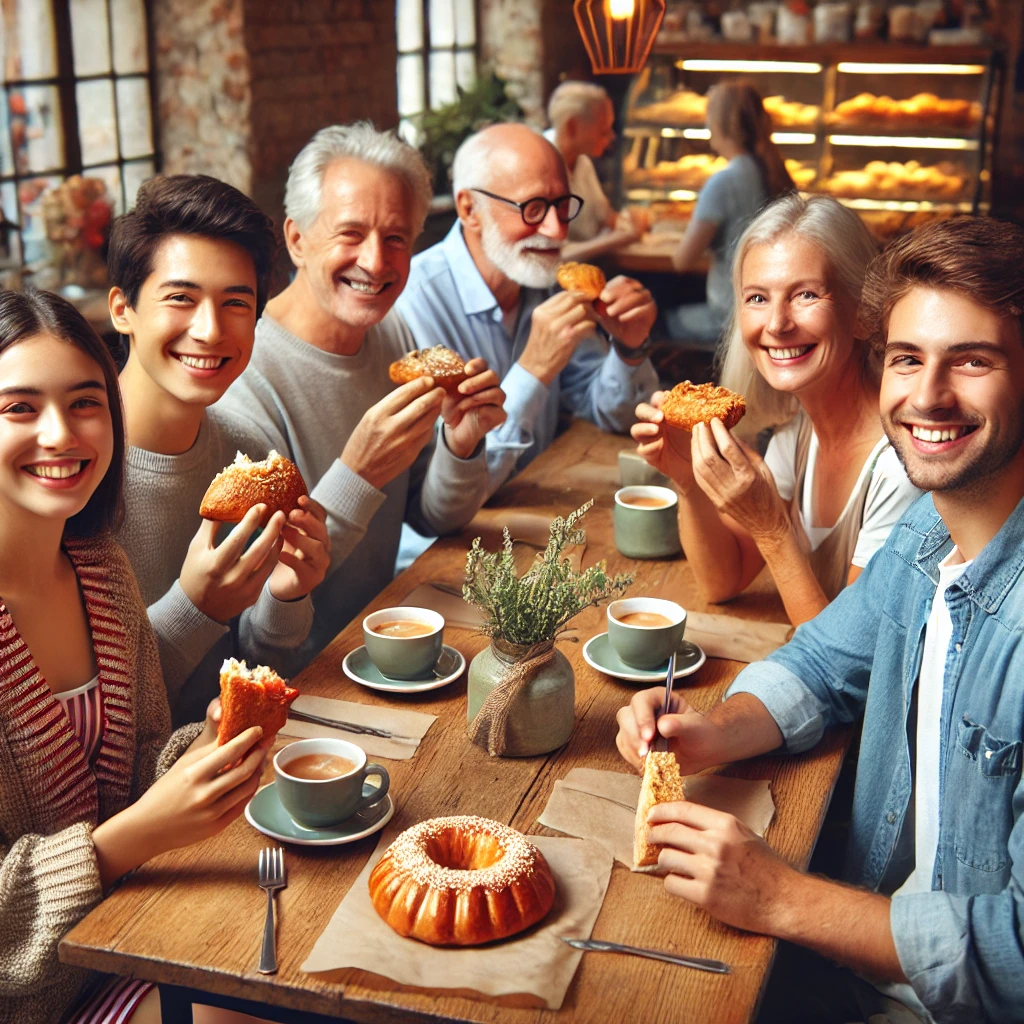 People enjoying food